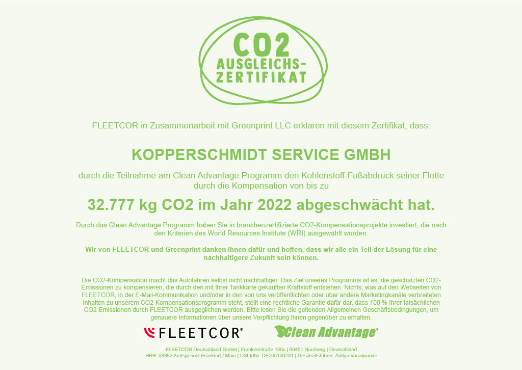 Ausgleich CO2-Zertifikat